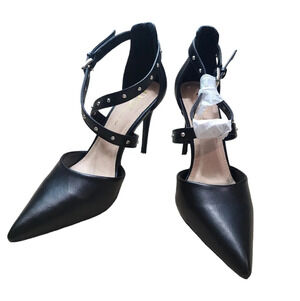 Olivia Ferragamo Womens Black Strappy Heels Size 7.5